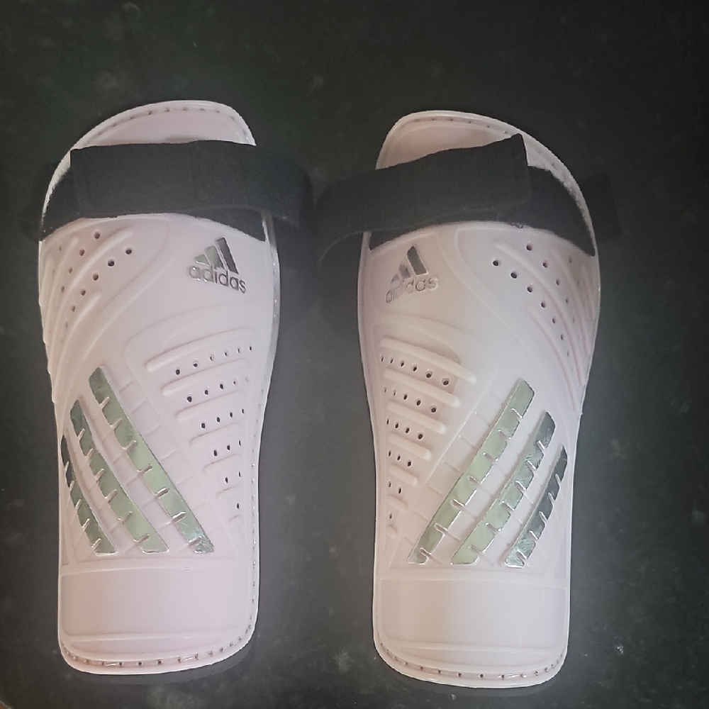 Adidas Light Pink Shin Guards with Black Straps